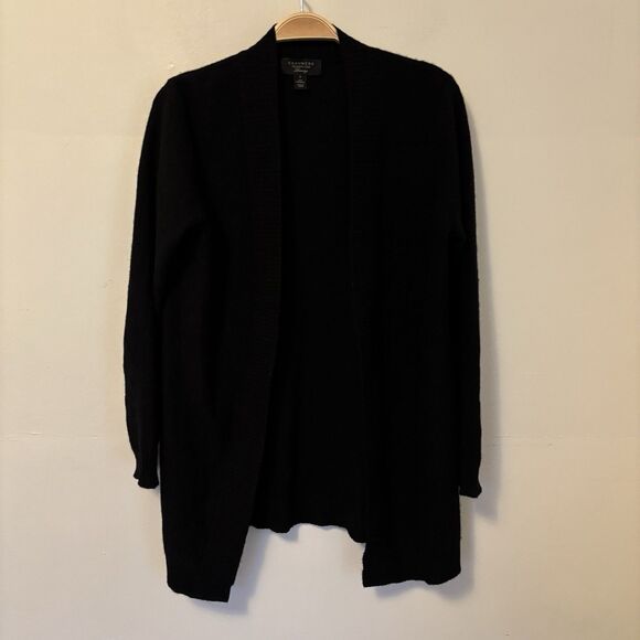 Charter Club Luxury 100% Cashmere Cardigan Knit Sweater S Black Ribbed Old Money - Picture 1 of 5